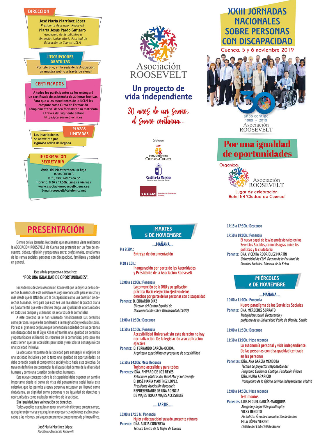 Fundación Pilares, presente en las XXIII Jornadas Nacionales sobre Personas con Discapacidad. Cuenca, 5-6/11/2019 Cartel Fundación Pilares, presente en las XXIII Jornadas Nacionales sobre Personas con Discapacidad