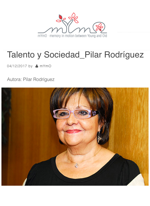 mYmO entrevista a nuestra presidenta Pilar Rodríguez para su sección 'Talento y Sociedad' mYmO entrevista a nuestra presidenta Pilar Rodríguez para su sección 'Talento y Sociedad'. 04/12/2017