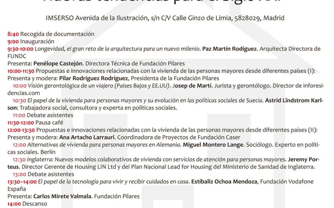 Jornada Viviendas para personas mayores en Europa. Nuevas tendencias para el Siglo XXI