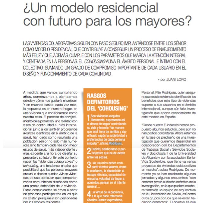 Entrevista a Pilar Rodríguez en la revista Nuestros Mayores de Senda Senior