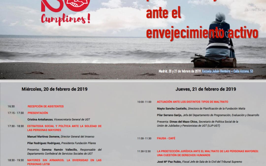 Pilar Rodríguez estará presente en las jornadas ‘La protección de las personas mayores ante el envejecimiento activo’ de UGT