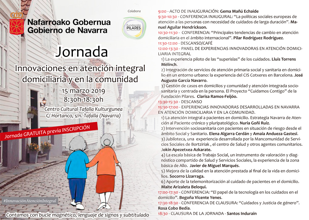 Jornada sobre 'Innovaciones en atención integral domiciliaria y en la comunidad'