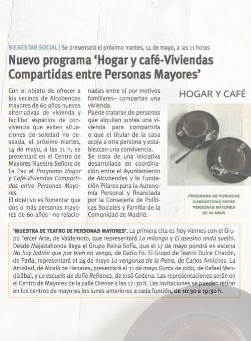 Presentación del Programa Hogar y Café -Viviendas Compartidas entre Personas Mayores-, a Entidades/Asociaciones/Personas Mayores del municipio de Alcobendas