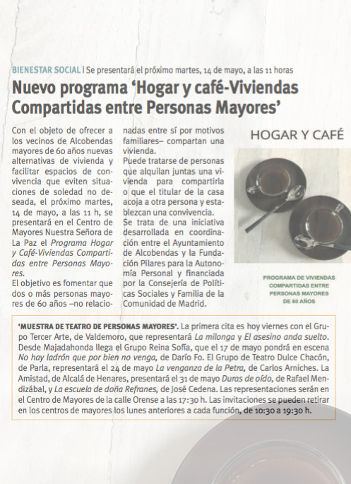 Programa Hogar y Café -Viviendas Compartidas entre Personas Mayores-
