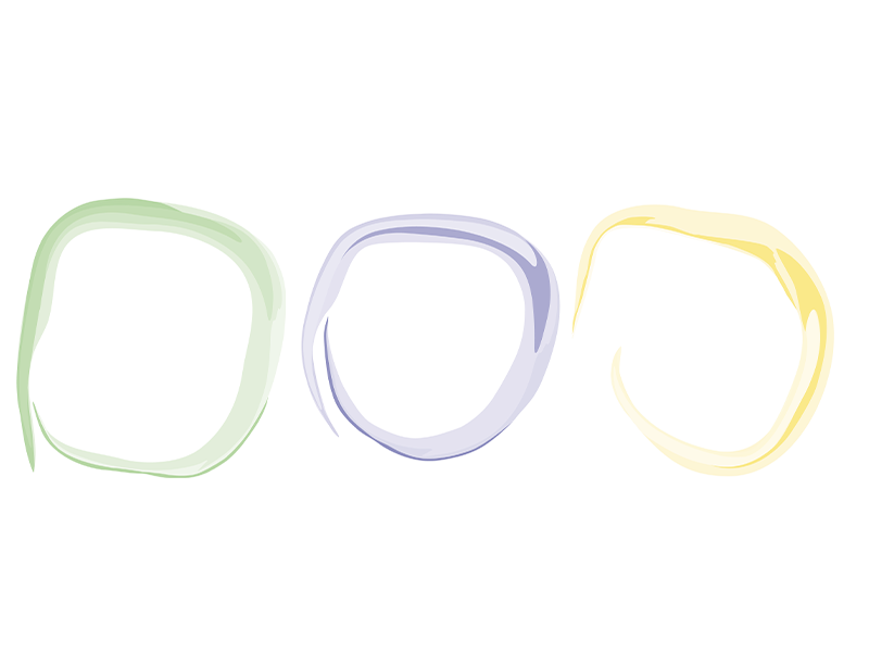 Formación Icono con formas circulares en colores amarillo, morado y verde junto al texto Formación bonificada