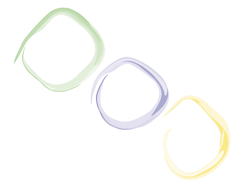 Formación Icono con formas circulares en colores amarillo, morado y verde junto al texto Postgrados