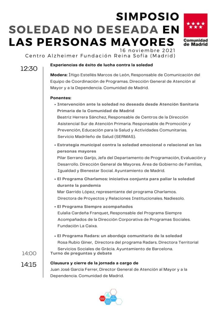 Simposio Soledad No Deseada en las Personas Mayores (16 noviembre) Programa Simposio SND CAM pg. 2