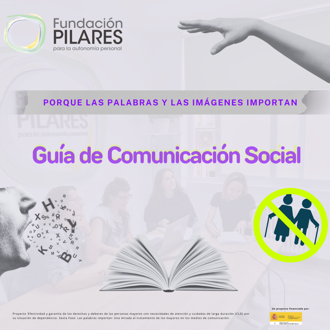 Investigación y evaluación Portada Guía de Comunicación Social con imagen de libro abierto y logotipo Fundación Pilares